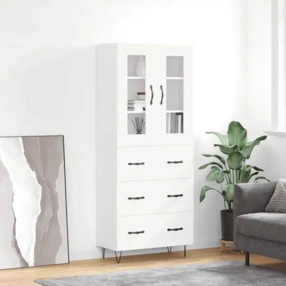 Witrynka, biała, 69,5x34x180 cm, materiał drewnopochodny Lumarko! - Hurtownia wielobranżowa Lumarko Bezpieczne zakupy